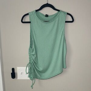 Wild Fable Mint Green Gingham Side-Ruched Tank Top